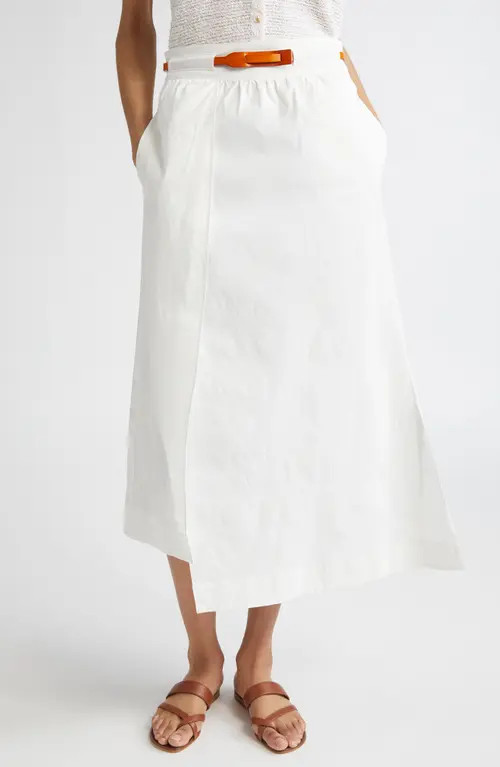 Reiss Niara Belted Asymmetric Stretch Poplin Shirt in Ivory at Nordstrom, Size 10 Us | Nordstrom