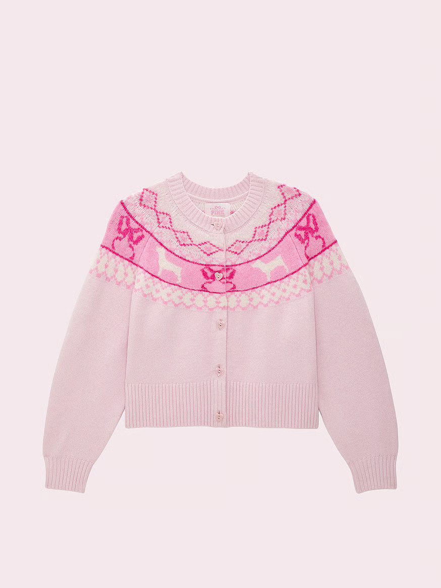 Buy PINK x LoveShackFancy Boxy Cardigan, Pink Tulip Fairisle - Order Sweaters online - PINK US | Victoria's Secret (US / CA )