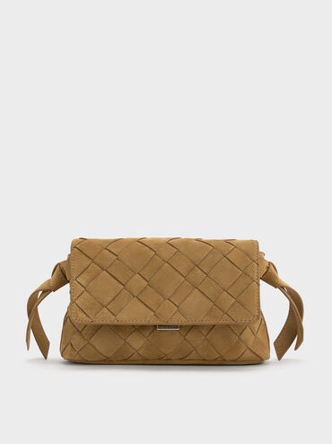Ivette Recycled Suede Woven Crossbody Bag
    
         - Sahara Sand | Charles & Keith UK