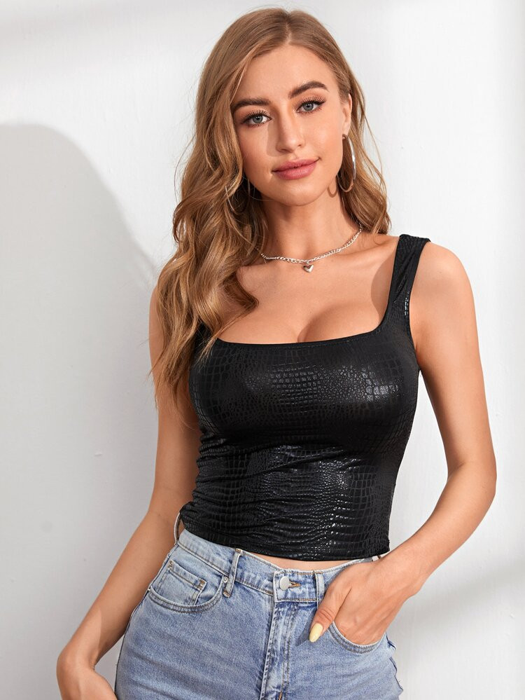 SHEIN Crocodile Embossed Tank Top | SHEIN