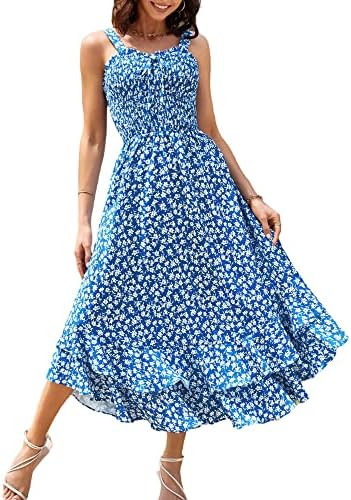 GRACE KARIN Women's 2026 Summer Floral Boho Dress Square Neck Strapped Swing A Line Sundress Beac... | Amazon (US)