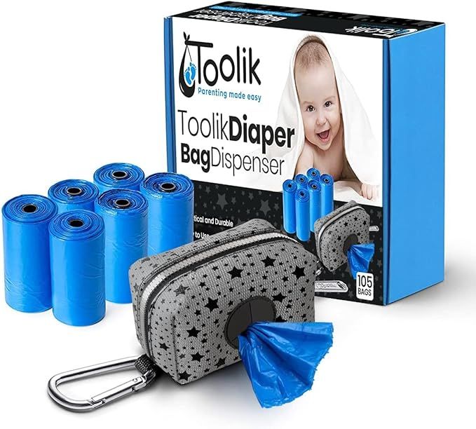 Toolik Diaper Bag Dispenser with 105 Disposable Unscented Waste Bags (7 Refill Rolls) for Baby an... | Amazon (US)