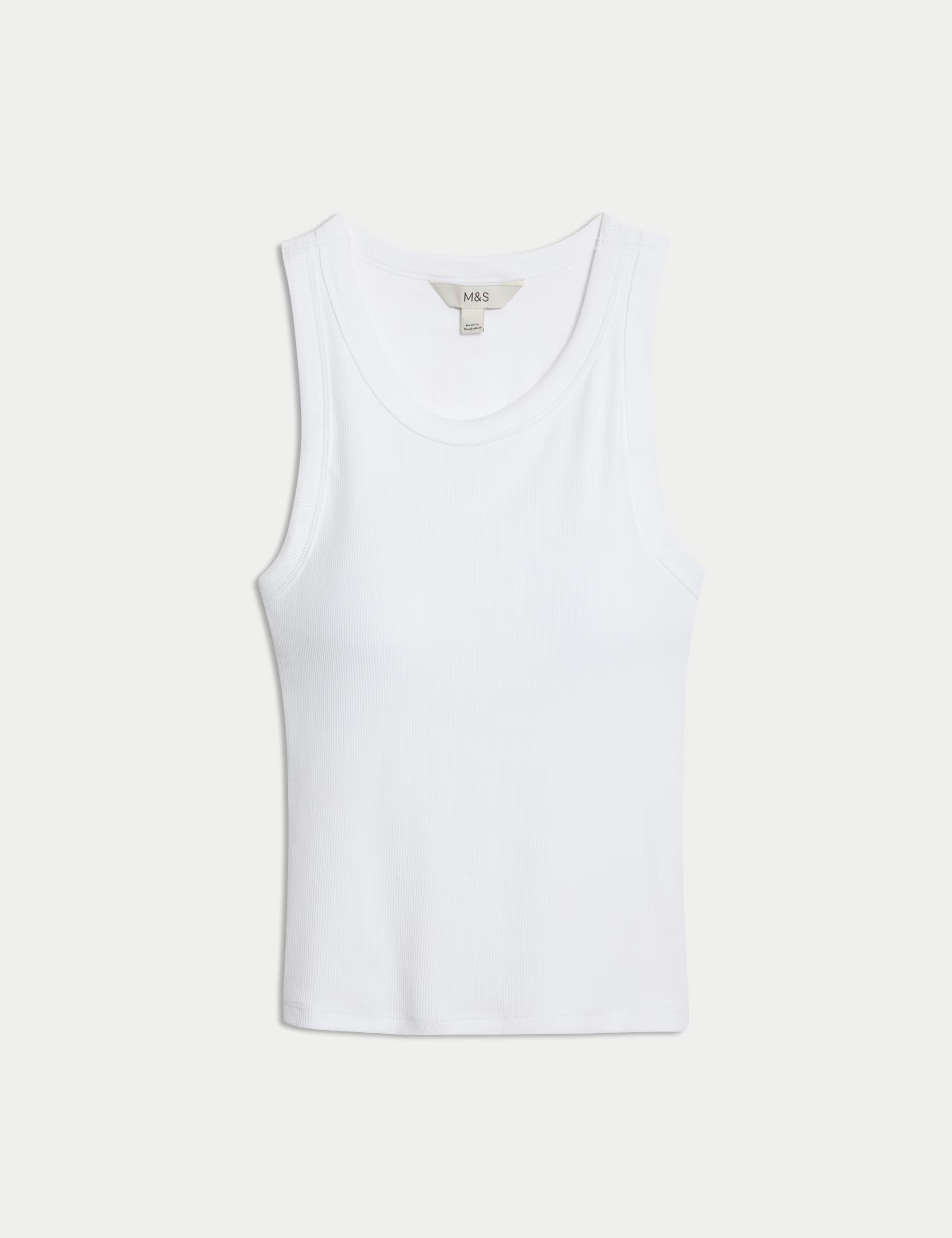 Cotton Rich Ribbed Scoop Neck Bra Vest Top | Marks & Spencer (UK)