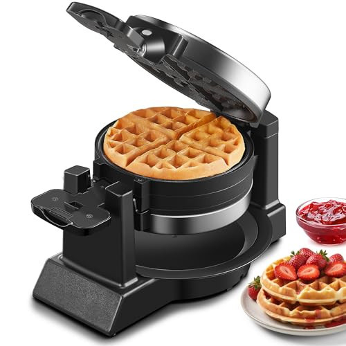 Classic Waffle Iron, Double Belgian Waffle Maker 180°Flip, 1400W Waffle Iron 8 Slices, Rotating & Nonstick Plates with Removable Drip Tray, Cool Touch Handles, Stainless Steel (8 Slices) | Amazon (US)
