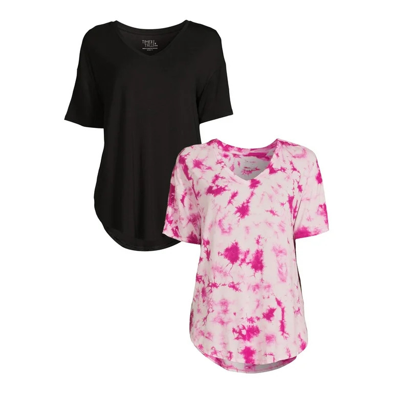 Time and Tru Women's V-Neck Tunic T-Shirt, 2-Pack | Walmart (US)
