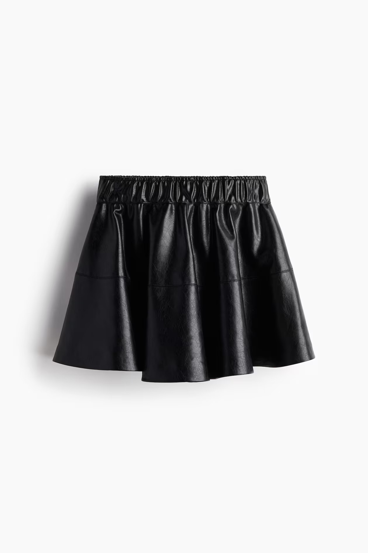 Flared coated skirt - Regular waist - Short - Black - Ladies | H&M GB | H&M (UK, MY, IN, SG, PH, TW, HK)