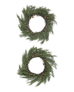Set Of 2 24in Wreath And 9ft Garland Real Touch Set | Marshalls