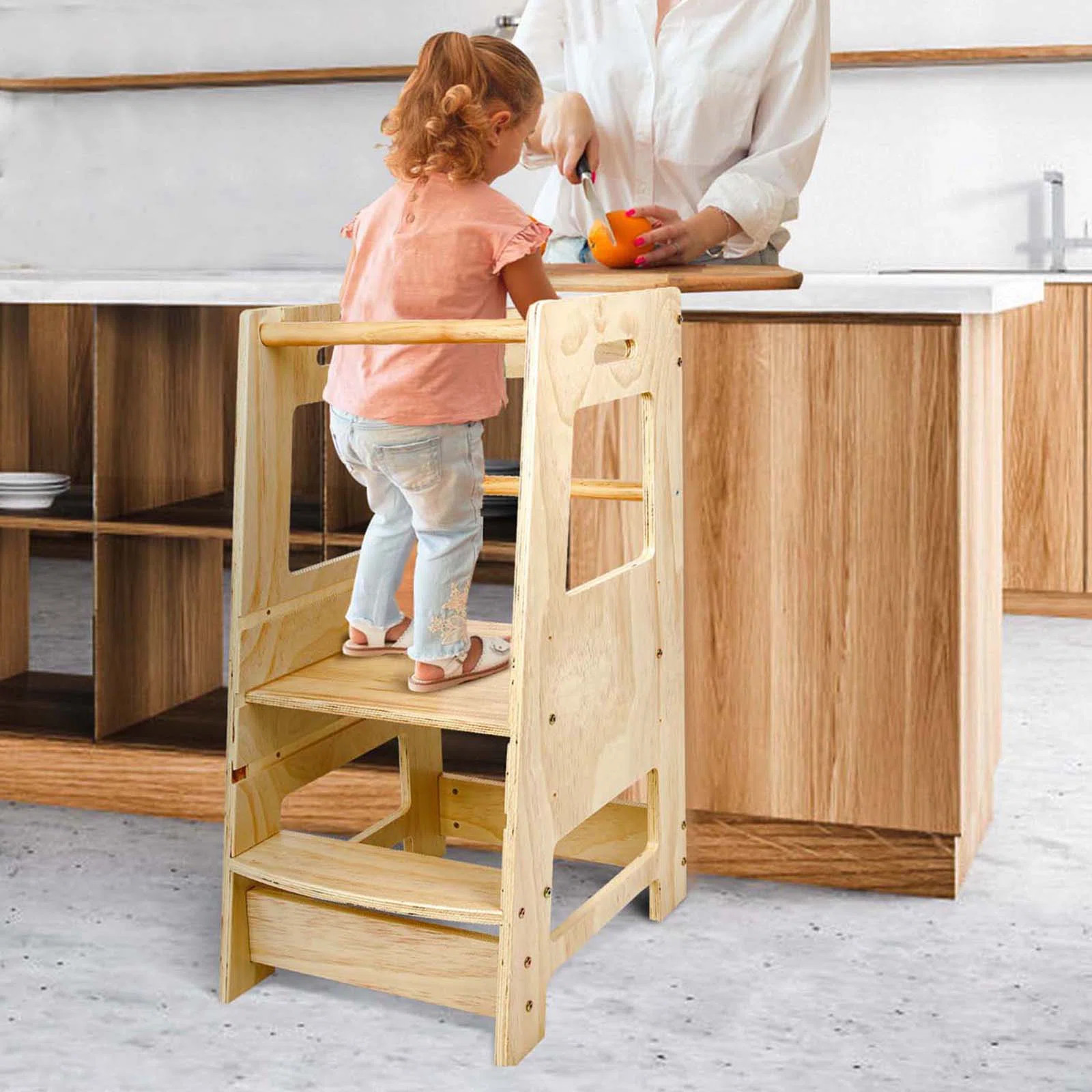 Kids Toddler Kitchen Tower Helper Step Stool Adjustable | Wayfair North America