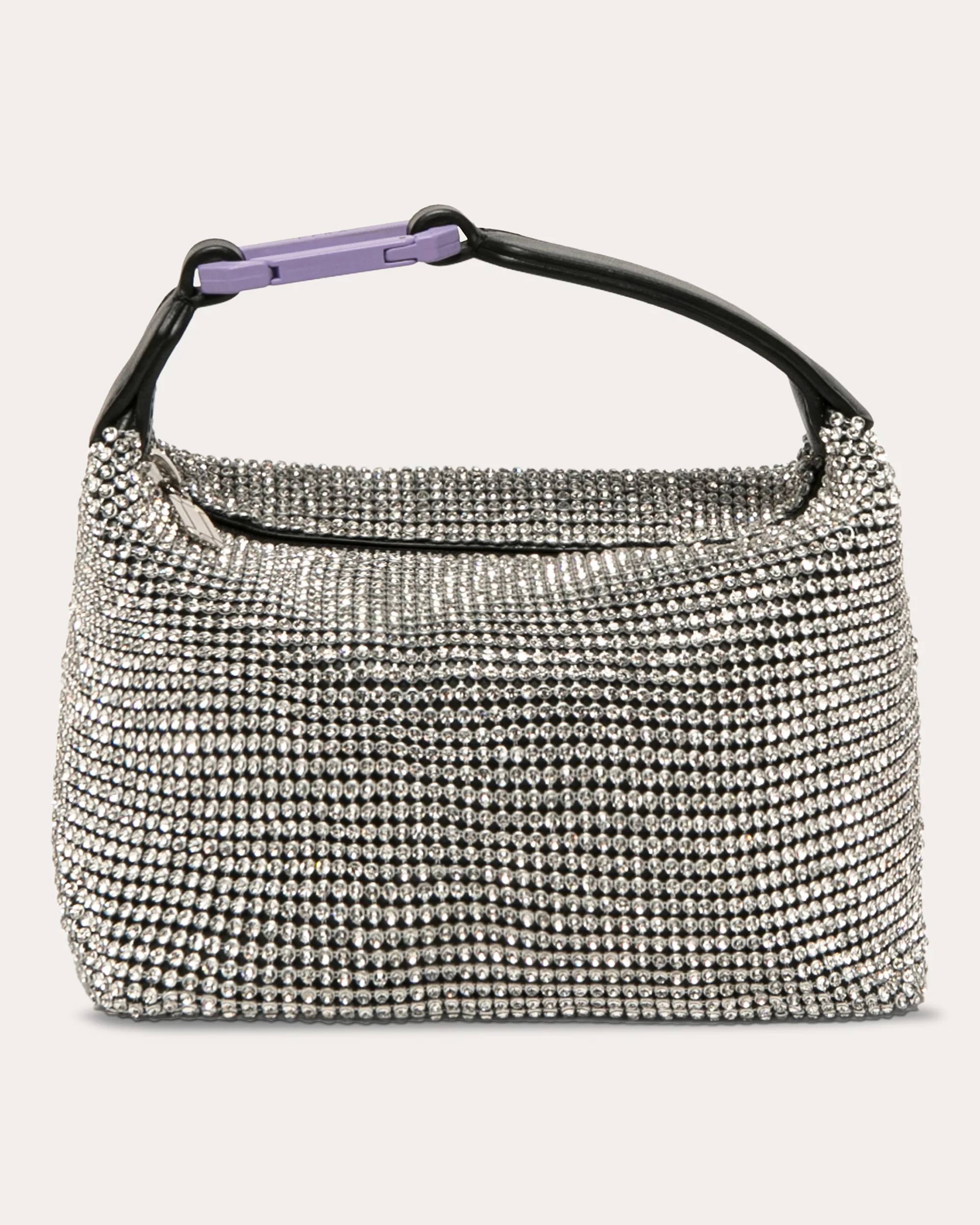 Silver Crystal Mesh Moon Bag | Olivela