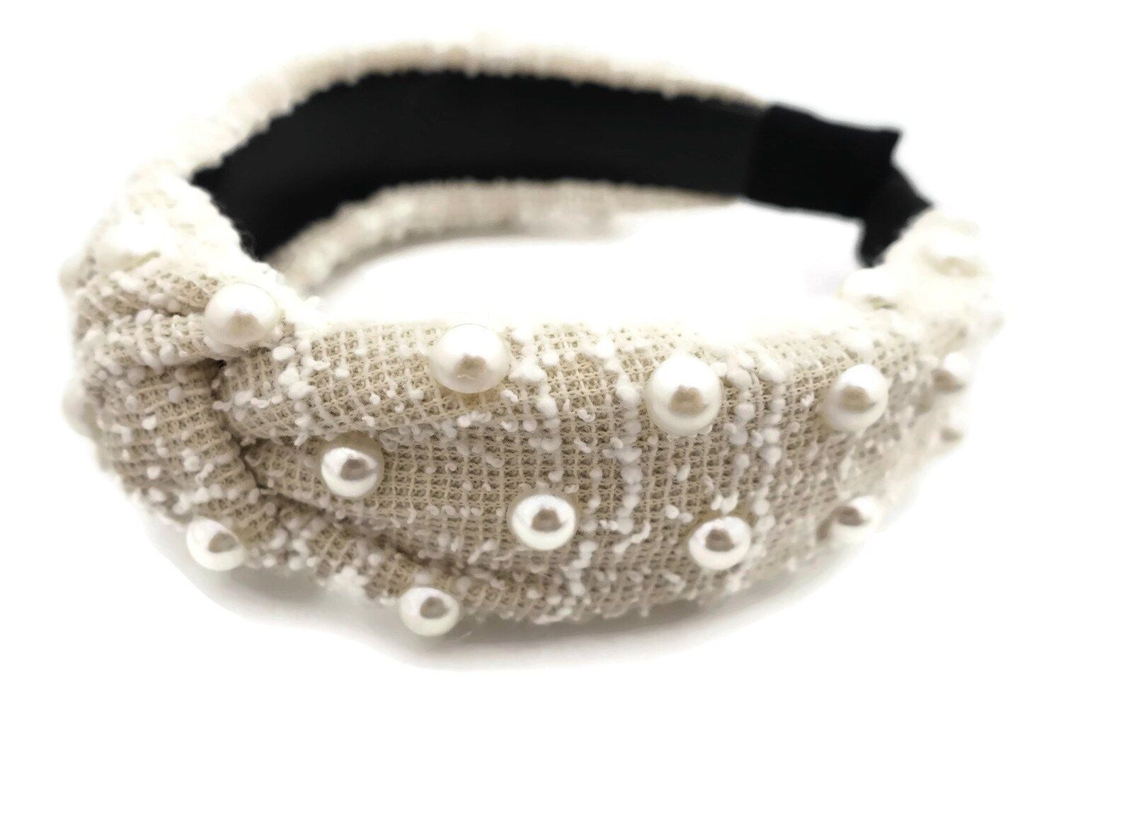 tweed headband faux pearl decorated fashion head band for women | Etsy (CAD)