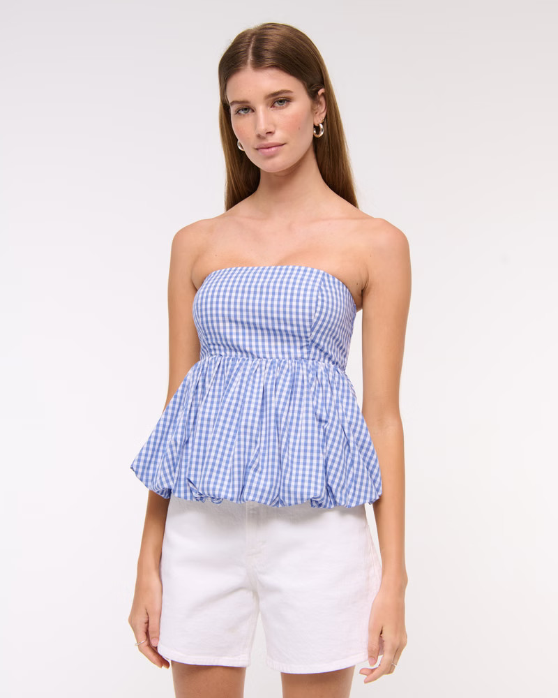 Strapless Bubble Hem Top | Abercrombie & Fitch (US)