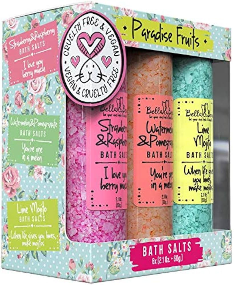 Bella & Bear Paradise Fruits Bath Salts, Foot Soak, Detox, Fruity Scents, Gift - Pack of 6, 2oz | Amazon (US)