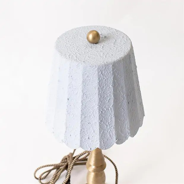 Brass Table Lamp with Textured Blue Shade | Antique Farm House