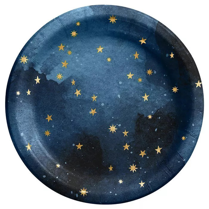 8.5" 20ct Celestial Dinner Paper Plates with Foil Navy - Spritz™ | Target