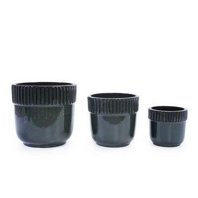 ORRD Set of 3 Antique Black Ceramic Planters, Modern Indoor Outdoor Flower Pots with Drainage Holes for Patio Garden Windowsill | Target