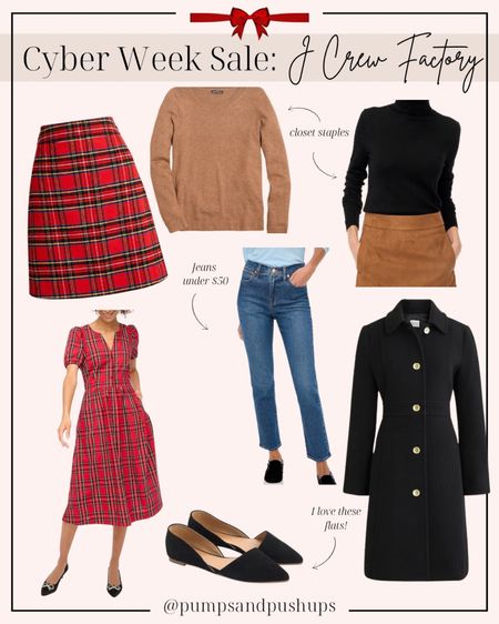 50-70% off at j.crew Factory 

Sizing:
XS in sweaters 
Petite 00 in the coat 
00 in the skirt
Dress petite 00/xxs 
Shoes tts 

#LTKCyberweek