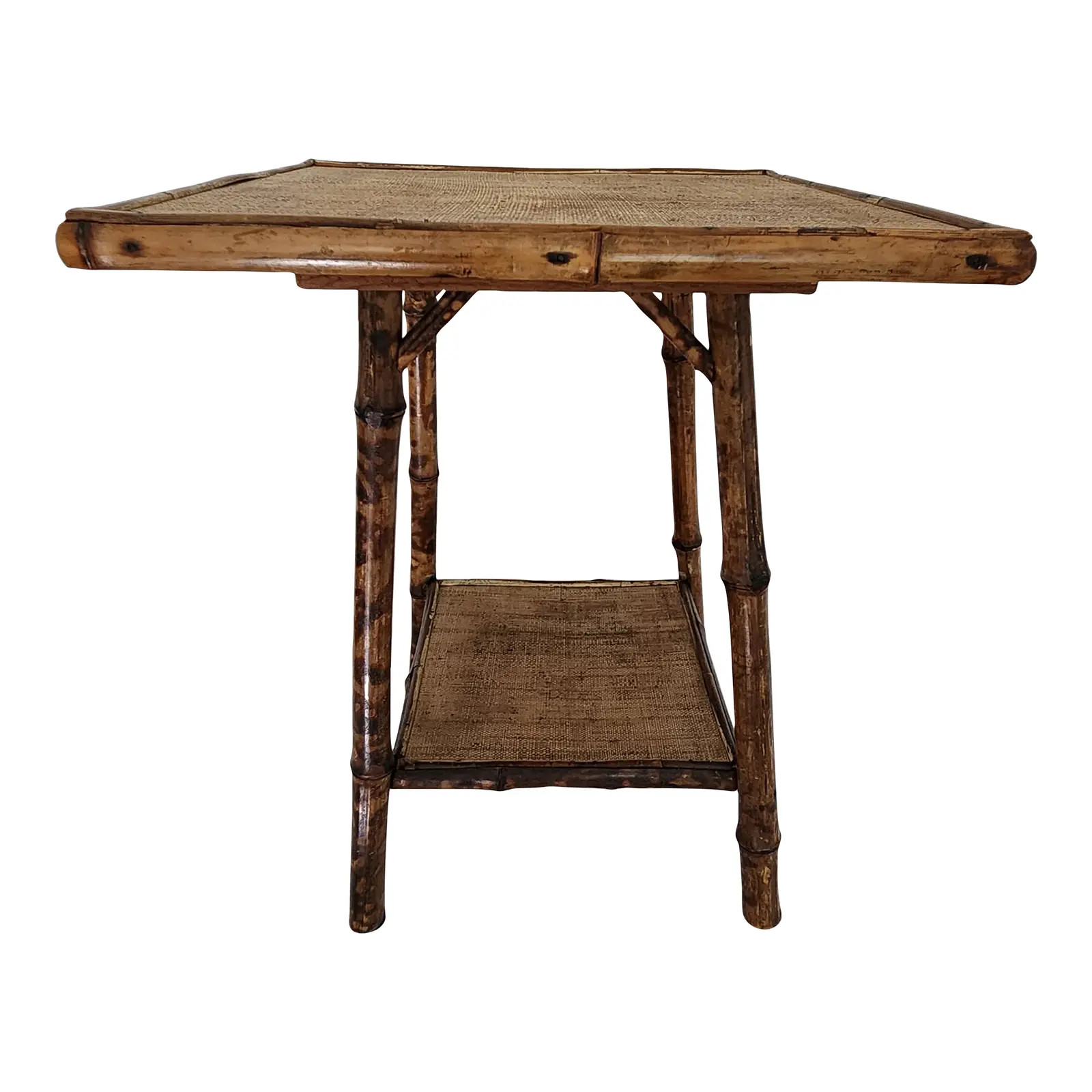 1940s Antique English Tortoise Shell Bamboo Side Table | Chairish