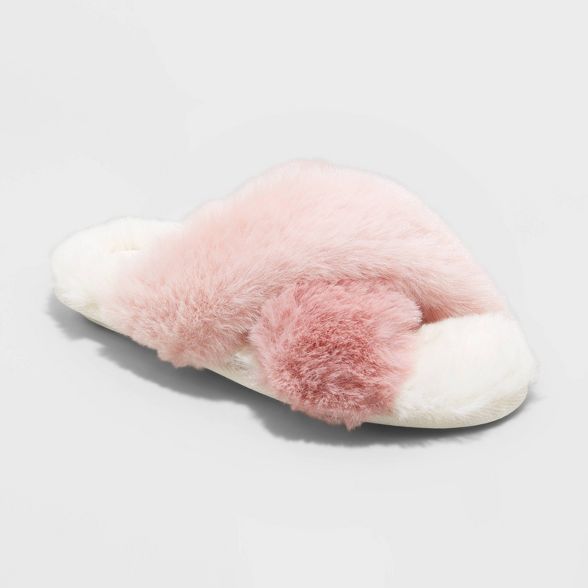Girls' Brooklyn Crossband Fur Slippers - Cat & Jack™ | Target