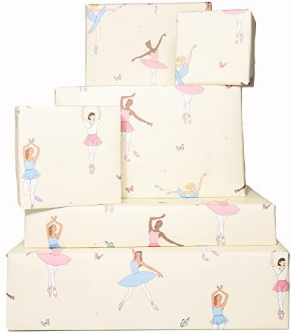 Central 23 - Ballerina Gift Wrap - 6 Sheets of Cute Wrapping Paper for Girls - Pink Blue Birthday... | Amazon (US)