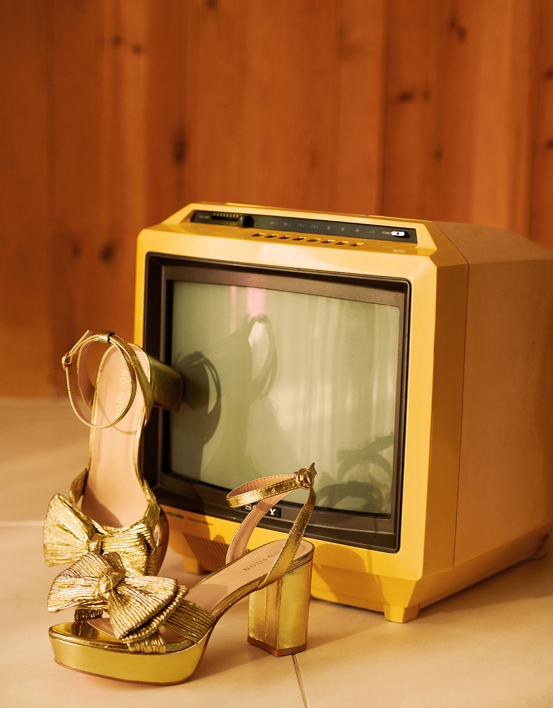 Metallic Bow Platform Heels Gold | Monsoon (UK)