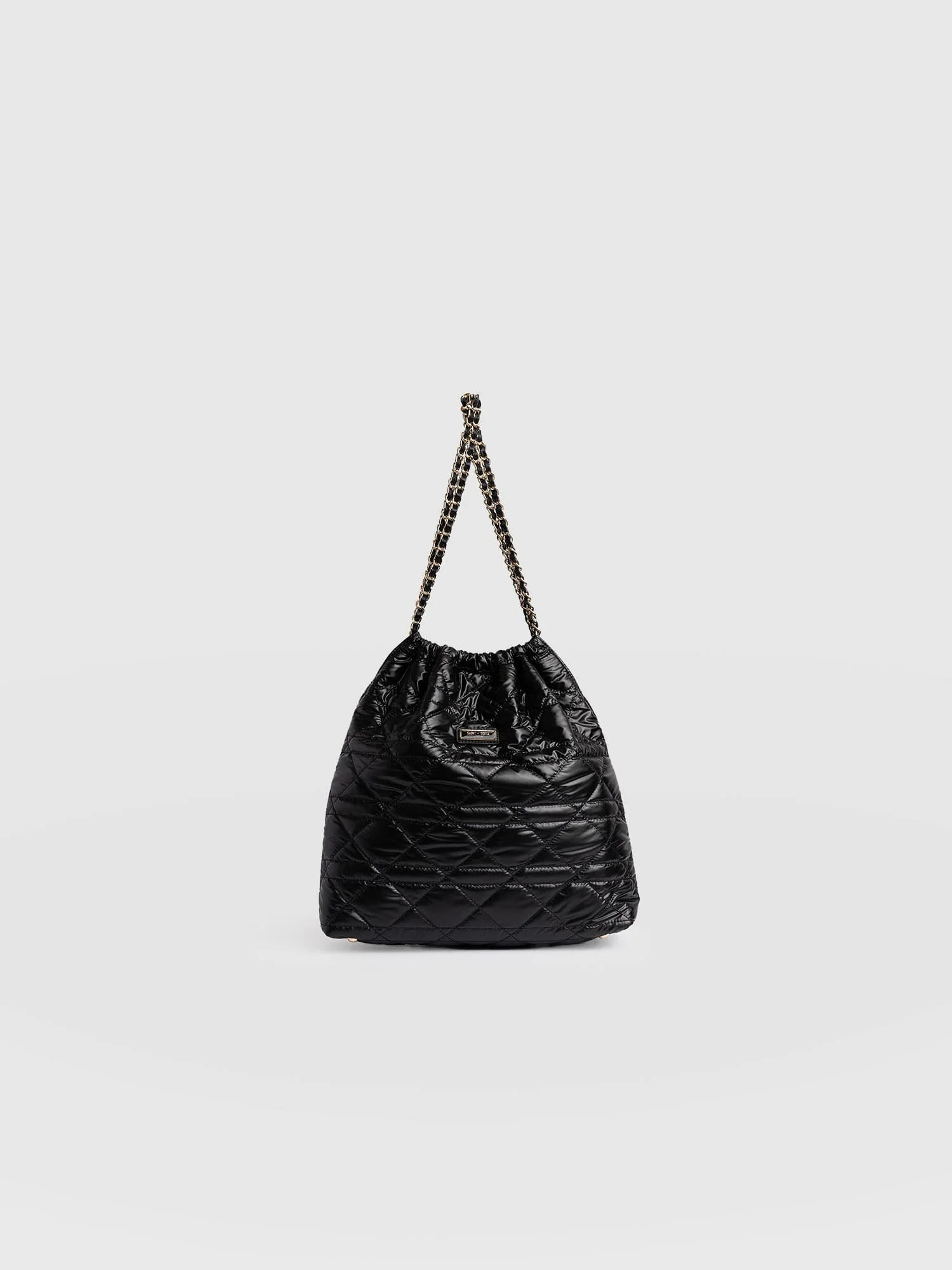 Camilla Drawstring Tote Bag - Black | Saint + Sofia UK