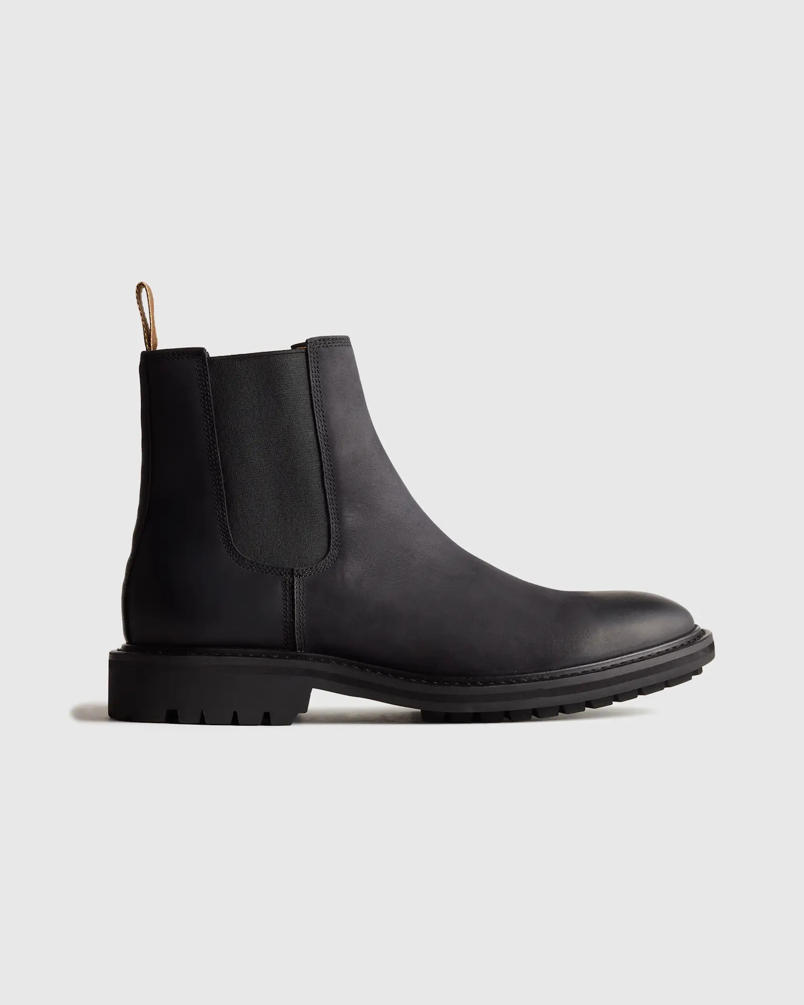 Rugged Leather Lug Sole Chelsea Boot in Matte Black | Quince