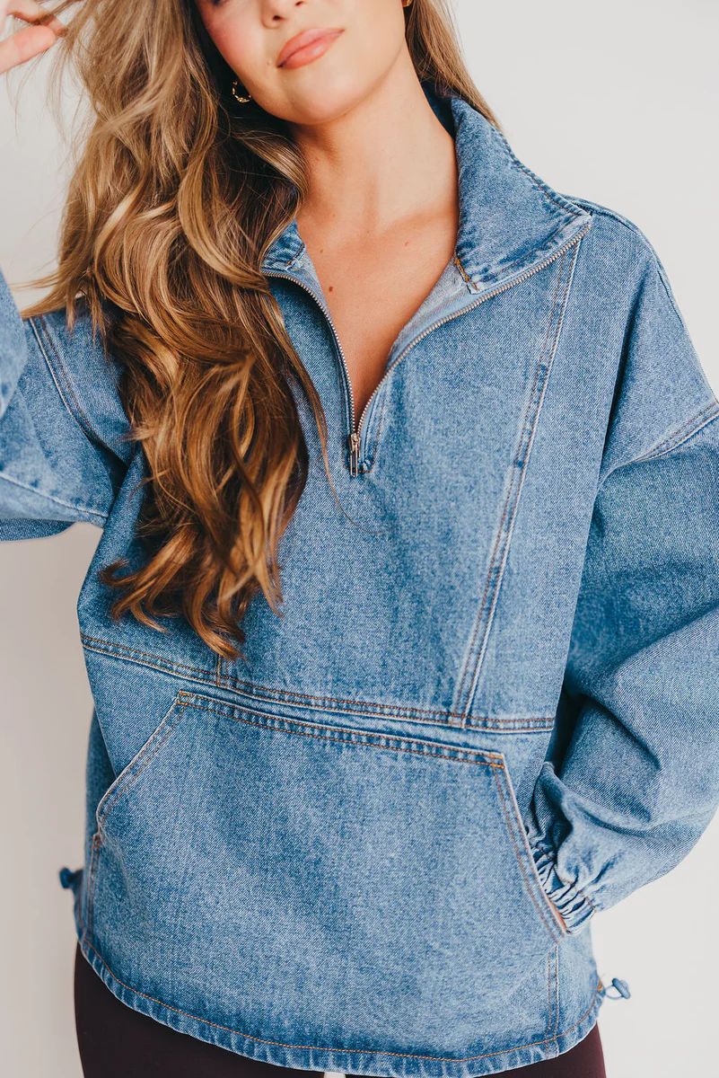 Half Zip-Up Denim Pullover | Worth Collective