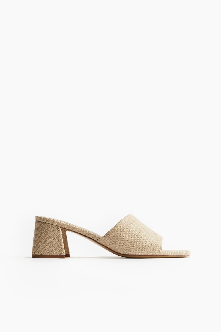 Block-heeled Mules - Light beige - Ladies | H&M US | H&M (US + CA)