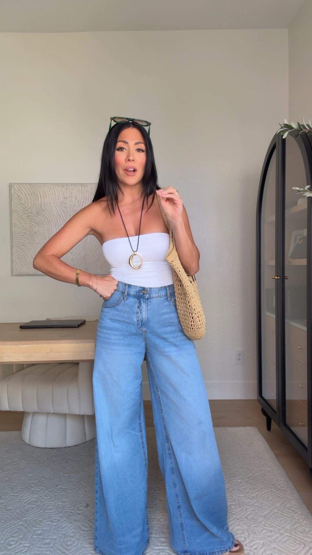 Under $30 Walmart jeans!! Sharing my outfit for errands and catching up with work! 
Aritzia tube top size small 
Walmart wide leg jeans size 0 
Amazon necklace 
Target sandals 


#LTKStyleTip #LTKSummerEdit #LTKSeasonal