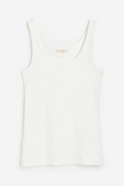 Pima cotton vest top - White - Ladies | H&M GB | H&M (UK, MY, IN, SG, PH, TW, HK)