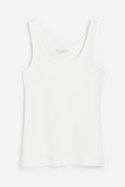 Pima cotton vest top - White - Ladies | H&M GB | H&M (UK, MY, IN, SG, PH, TW, HK)