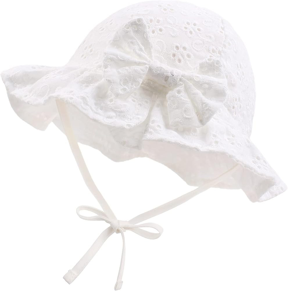 Bow Baby Girls Summer Hat Flower Toddler Girls Sun Hat Cotton Breathable Infant Hat | Amazon (US)