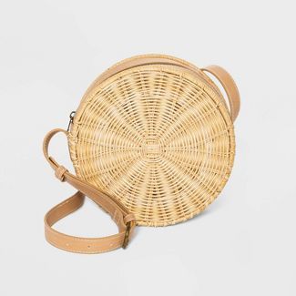 Zip Closure Straw Circle Tote Handbag - Universal Thread™ Natural | Target