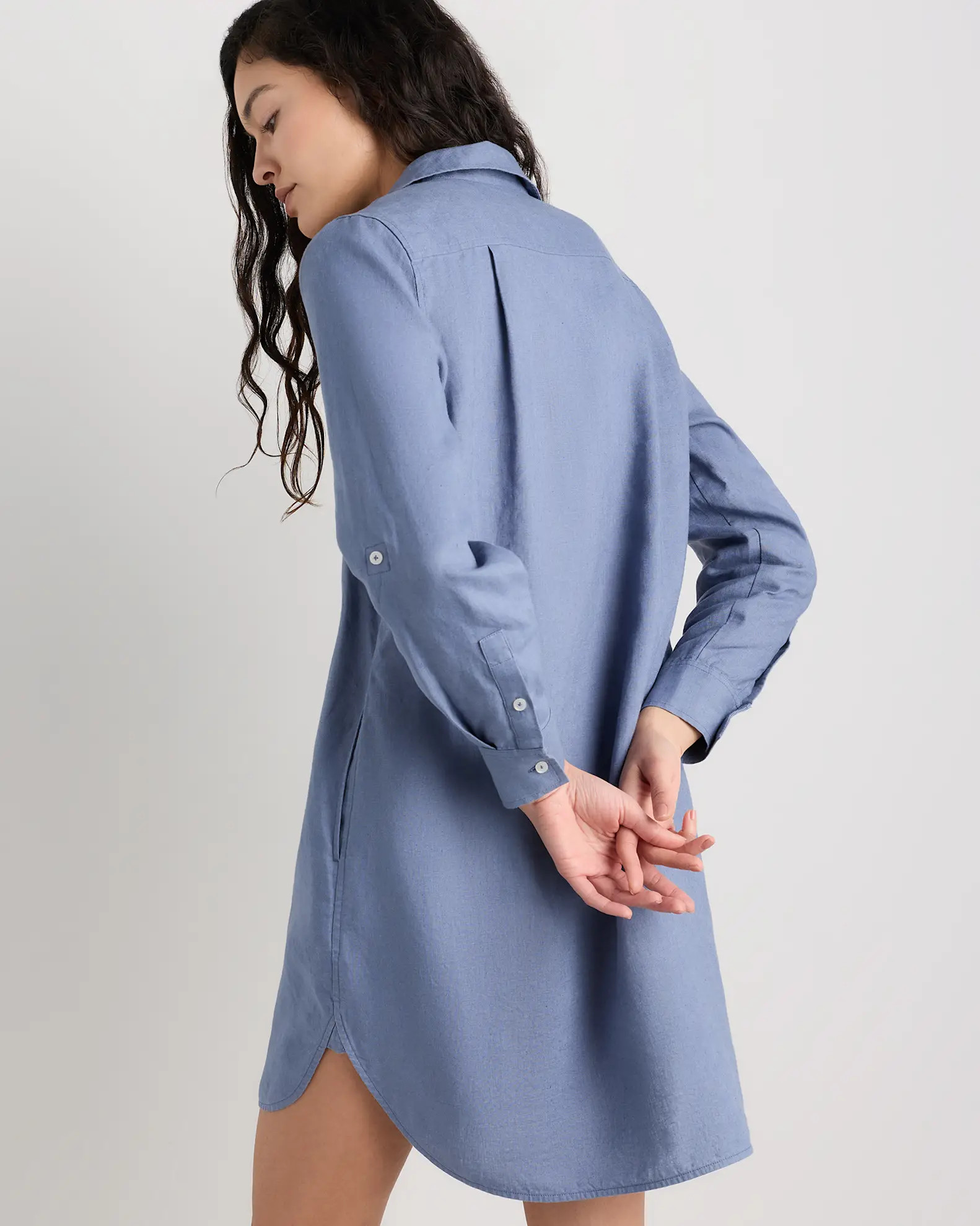 100% European Linen Shirt Dress in Black | Quince