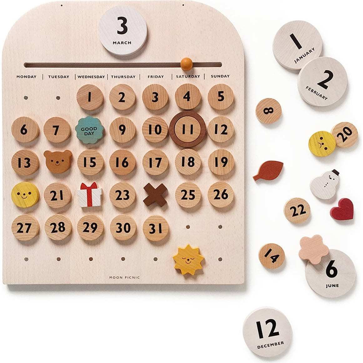 My Calendar Wooden Toy, Beige | Maisonette