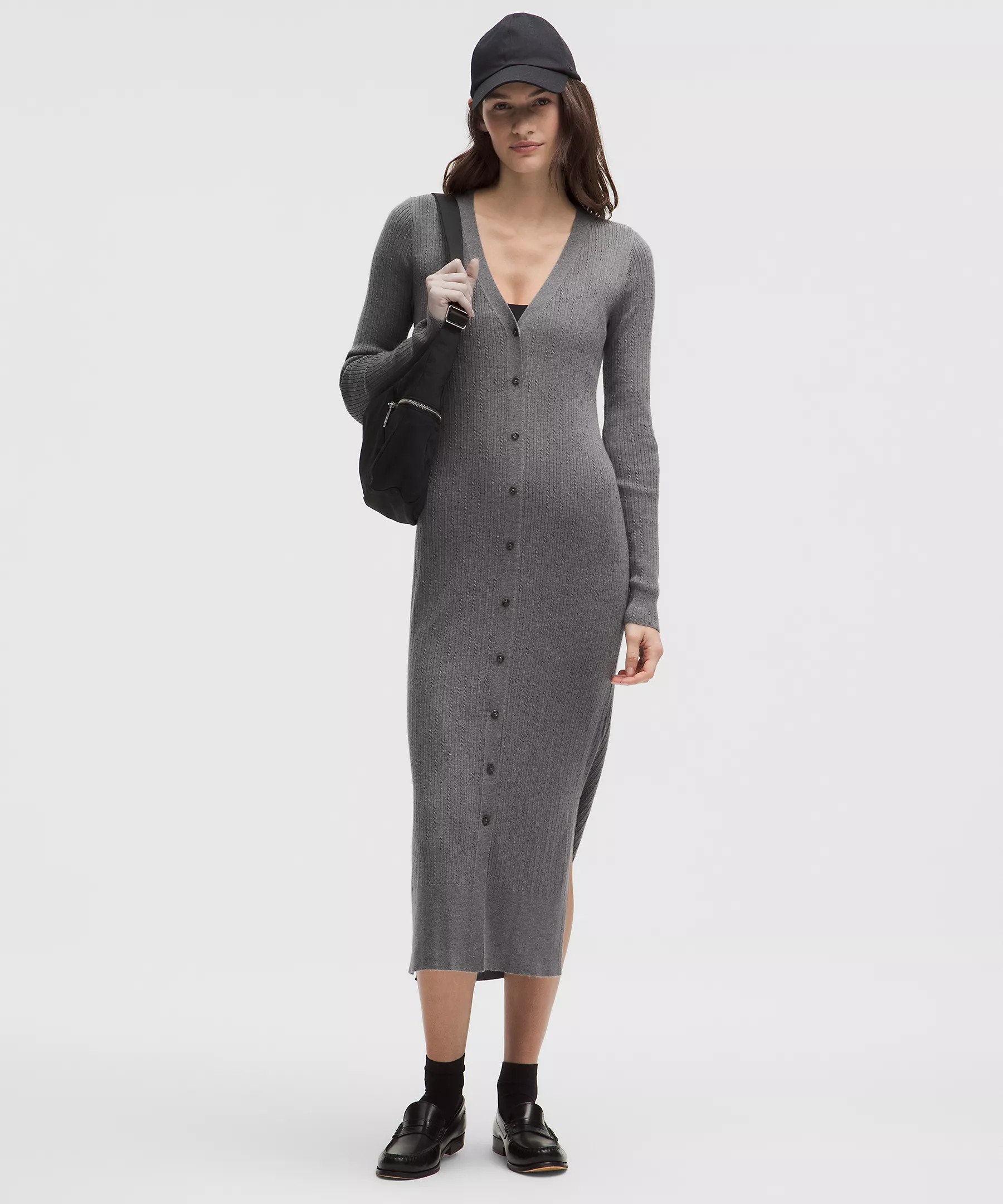 Micro Cable Merino-Blend Buttoned Midi Dress | Lululemon (US)