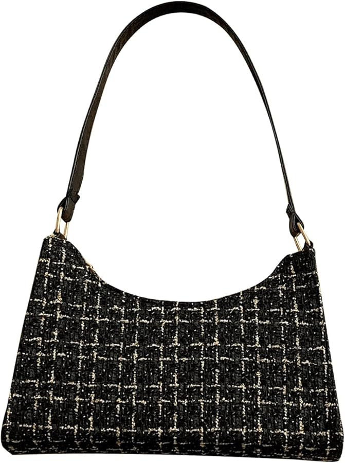 Verdusa Women's Tweed Shoulder Bag Plaid Print Work Bags Top Handle Handbag | Amazon (US)