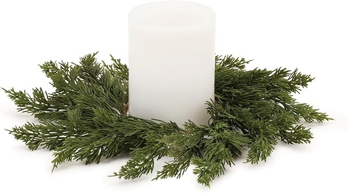 Melrose Pine Candle Ring, Christmas, 16" D, Plastic, Fits a 4" Candle | Amazon (US)