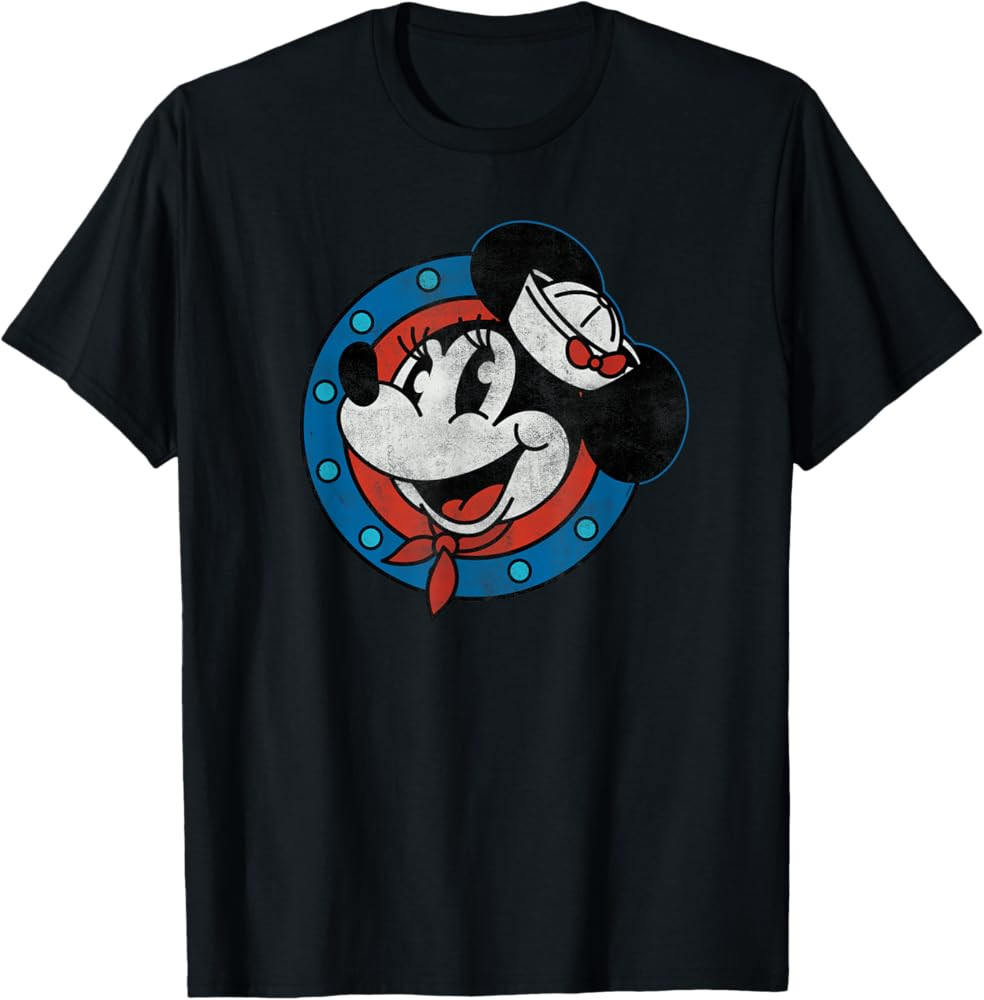 Disney Cruise Sailor Minnie Mouse Distressed Retro Vintage T-Shirt | Amazon (US)