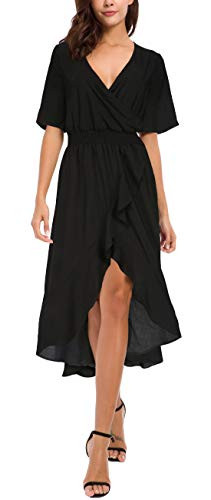 Kormei Womens Short Sleeve Floral High Low V-Neck Flowy Party Long Maxi Dress | Amazon (US)