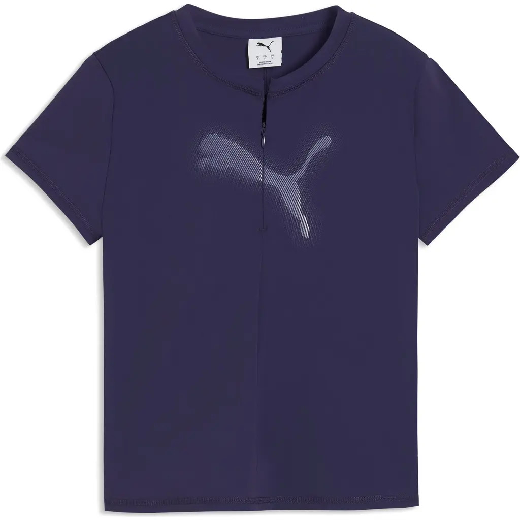 PUMA Dare to Slim Graphic Half Zip Top in Deep Plum at Nordstrom, Size Medium | Nordstrom