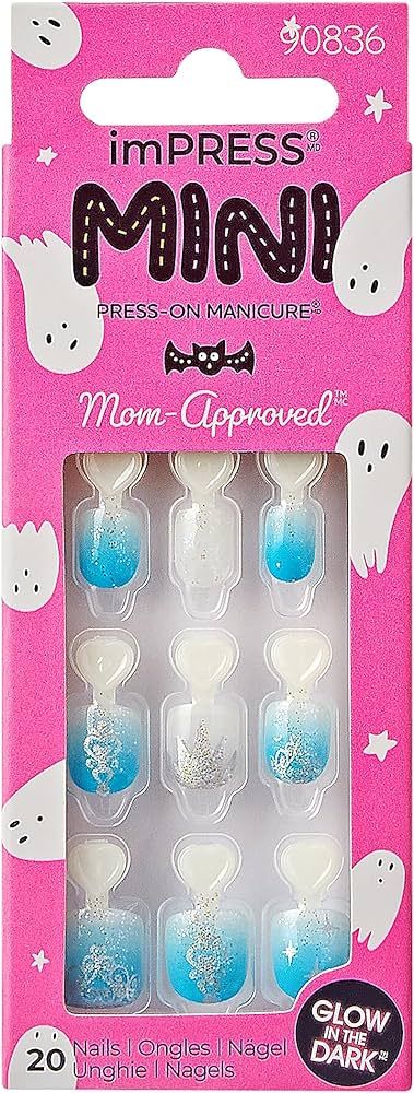imPRESS MINI Halloween Press-On Nails for Kids, No Glue Needed, Blue, Square, 21 Ct. | Amazon (US)