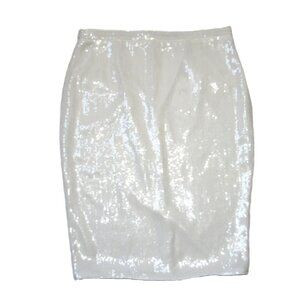 NWT Theory Knee Length Slim Fit Pencil in White Fluid Sequins Skirt 14 $345 | Poshmark