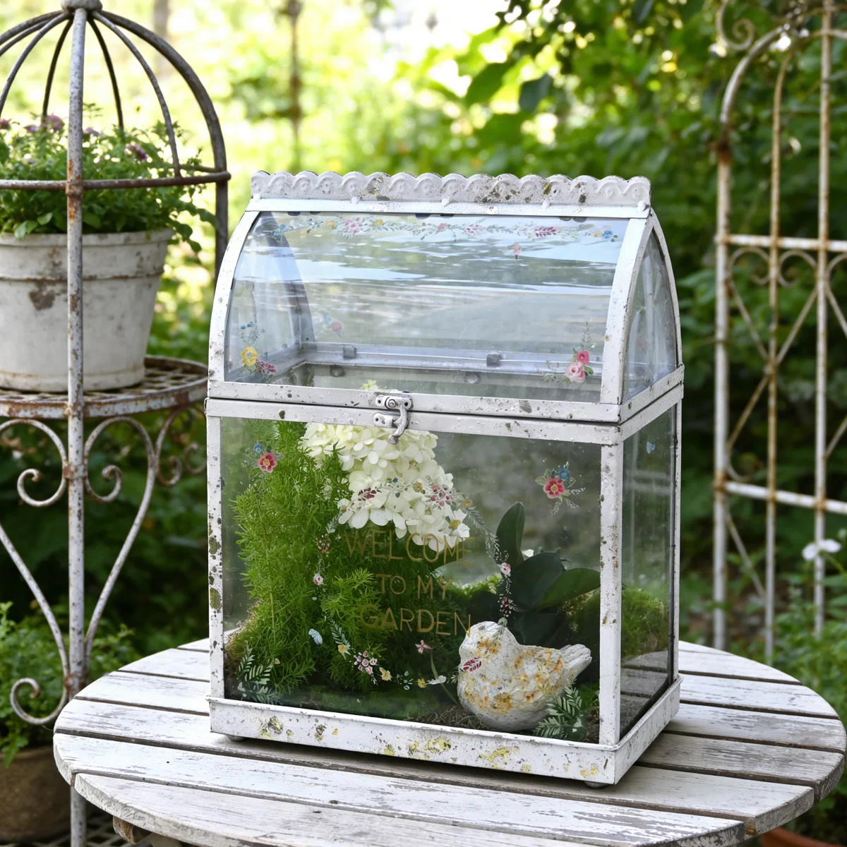 Vintage Glass Terrarium - Rustic Tabletop Mini Greenhouse for Succulents, Air Plants, Fern Moss -... | Wayfair North America
