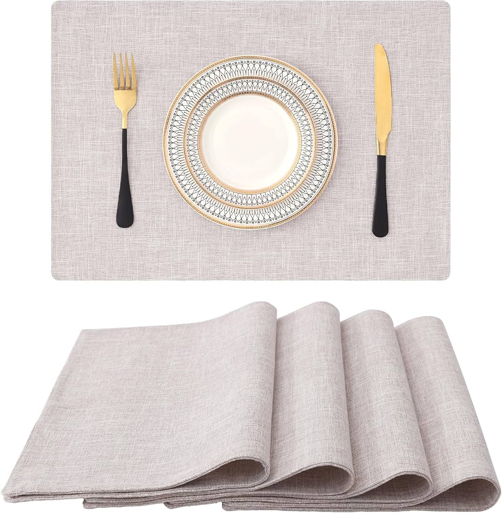 Homaxy Cloths Placemats for Dining Table Set of 4, Heat Resistant Washable Cotton Linen Blend Tab... | Amazon (US)