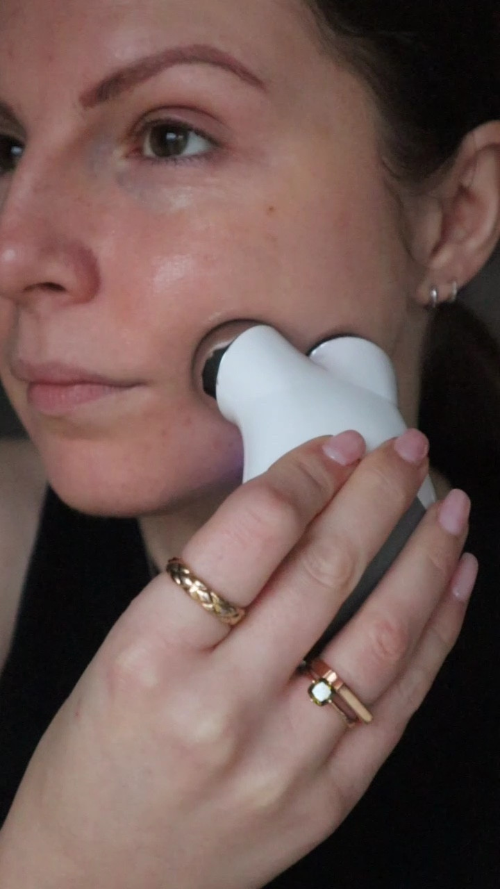 I saw so many mixed reviews, I was going in with the plan to hammer it for a month and if it wasn’t for me, I was sending it back - but when I tell you it was love at first use..

I saw an IMMEDIATE difference. It lifted my jowls and my cheek bones and gave my face structure that it’s just never had. I have what I refer to as ‘ a lot of face’, all of my features are in the centre and it’s just a lot of cheek space with very little holding it up. People who age well tend to have fantastic bone structure and I’d resigned myself to my own face steadling collapsing in to my neck over time.

I honestly expected so little from a 5 minute facial massage but I sent a photo to a friend and she was so impressed she wanted the link.

NuFace recommend that you use the device every day at first and then 3 - 5 time a week. Most die hard fans use it daily and seem to be very realistic about the lasting effects. This is a temporary lift so a morning once over with your skincare routine is the best time to use it. That said, I’ve also heard people say they’ve noticed a more lasting result when using it for an extended period. I can see it being like sit ups.. you can get a six pack but if you stop working out, you don’t get to keep it.

I reached out to @currentbody and they gave me the code MIKHILANF which gives you 10% off the NuFace on their site - which I’ll link my stories
- disclaimer - I paid for this device but have been gifted items from #currentbody in the past

#LTKunder50 #LTKsalealert #LTKbeauty