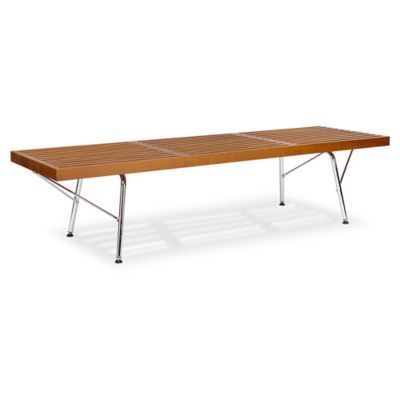 Poly And Bark Slat Bench in Walnut | Bed Bath & Beyond