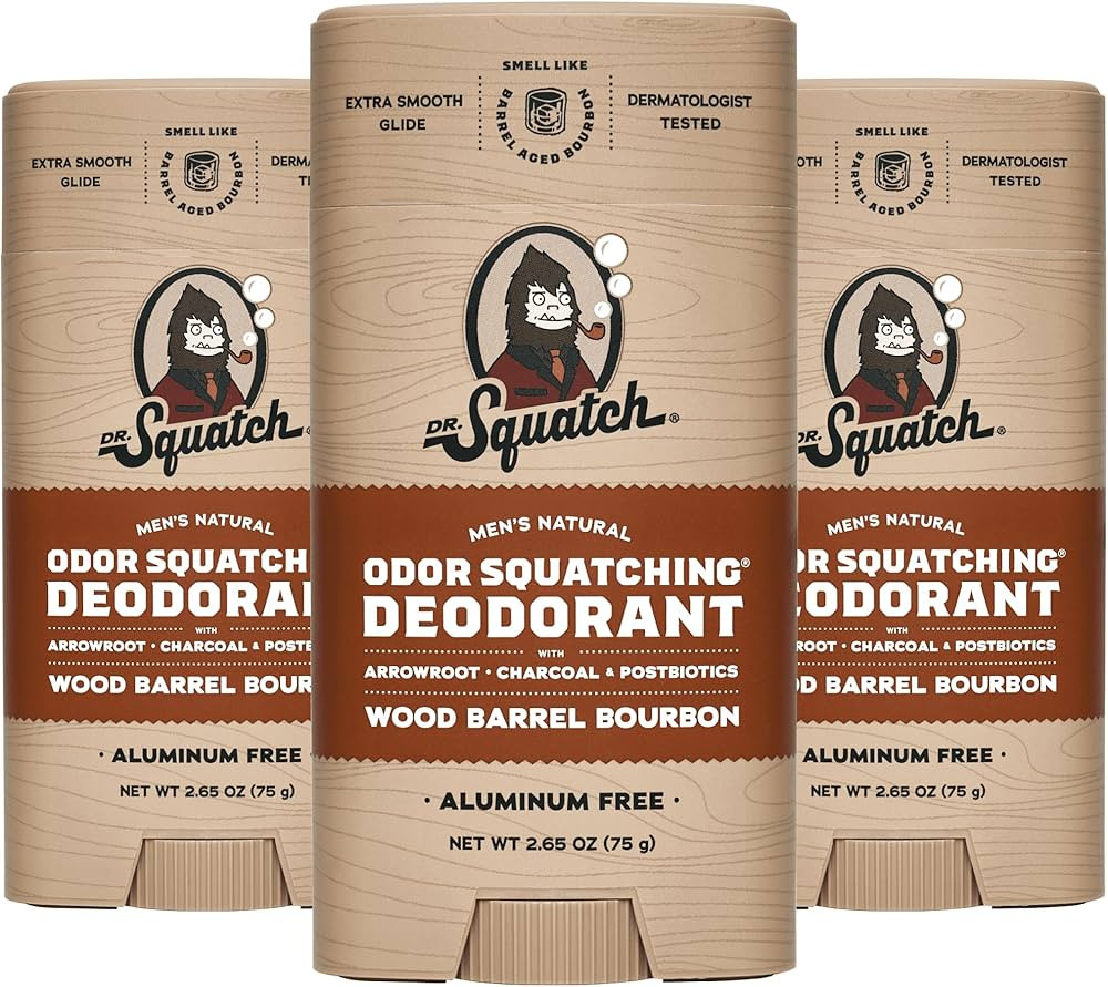 Dr. Squatch Natural Deodorant for Men 3 Pack Wood Barrel Bourbon – Odor-Squatching Men's Deodor... | Amazon (US)