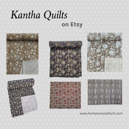 I absolutely love my new kantha quilt.  These quilts come in a variety of colors and patterns and instantly bring in texture and warmth.  


Etsy bedding.  Kantha quilts. 

#LTKSeasonal #LTKhome