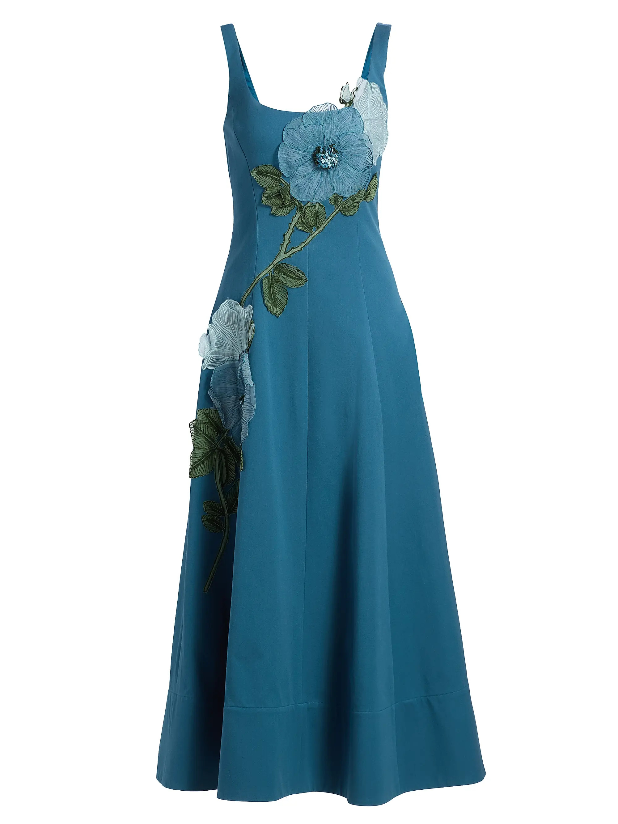 3D Floral-Embroidered Cotton-Blend Maxi Dress | Saks Fifth Avenue